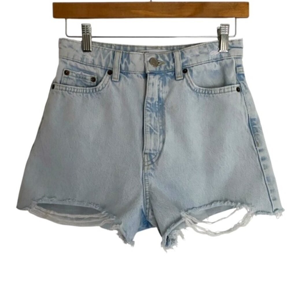 Zara Light Wash High Rise Jean Shorts 0
